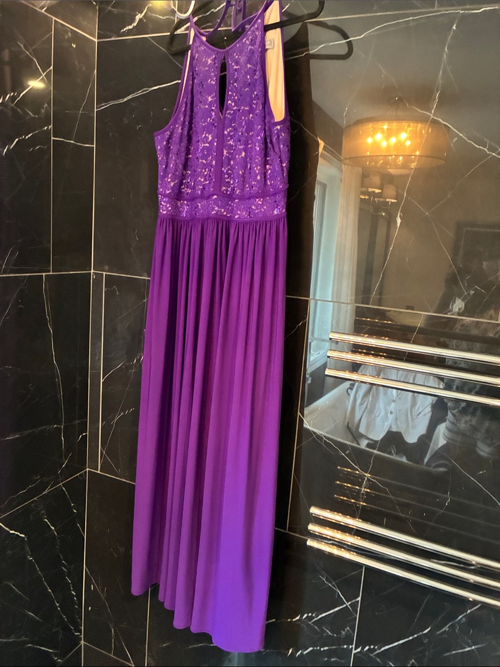 Laura - Purple Embellished Halter Evening Dress